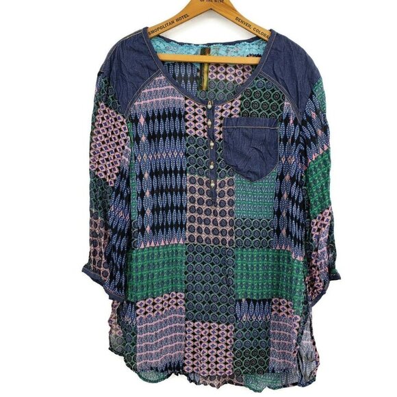 Aratta Silent Journey Patchwork  Print Blouse - Picture 1 of 3